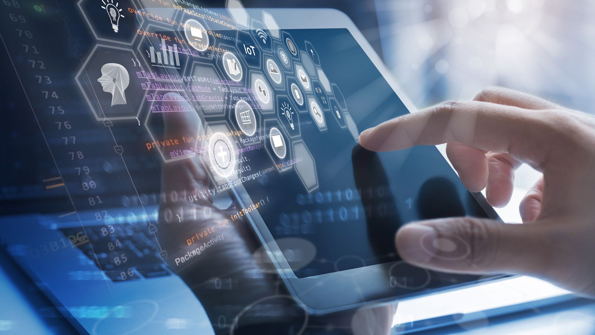 Finger tipping on a tablet