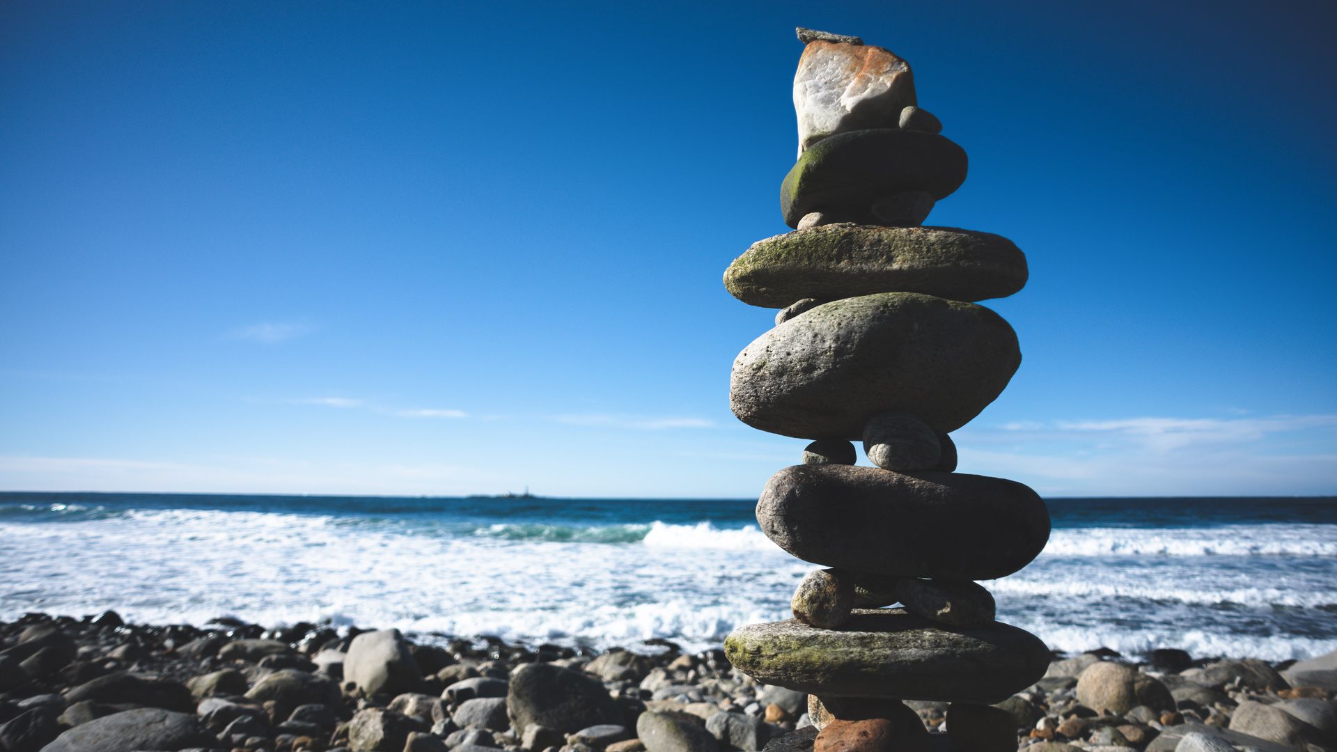 pile of stones at the sea