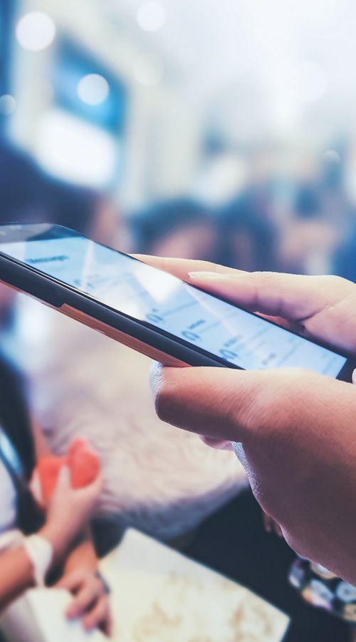 people swiping on mobile phone tablet