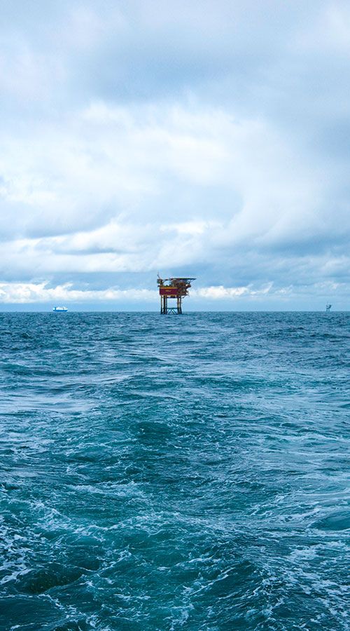 An oil rig in the sea