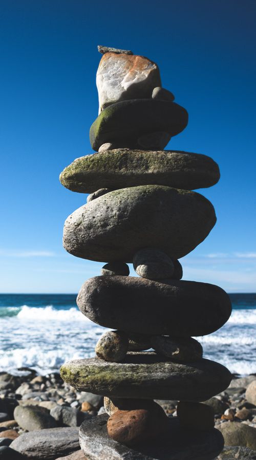 pile of stones at the sea